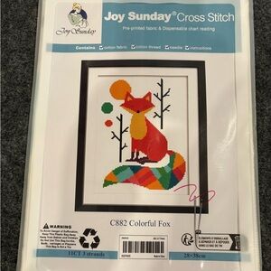 Joy Sunday Colorful Fox #C882 Cross Stitch Kit New